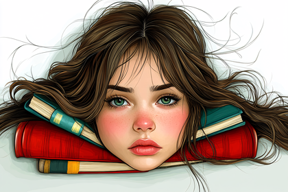 Girl Surrounded By Books