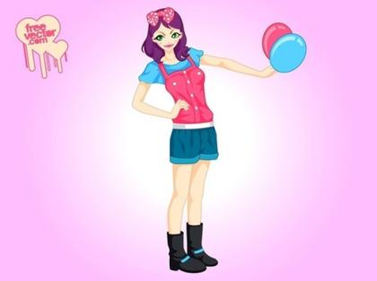 Girl With Balloons Free Vector
