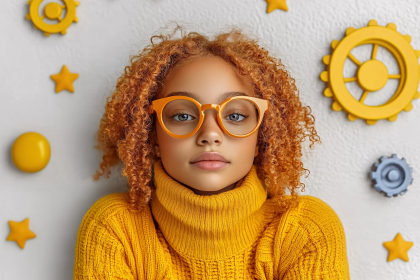 Girl With Curly Hair And Glasses