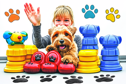 Girl with Dog and Toys