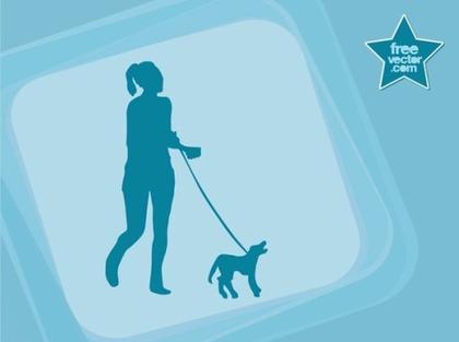 Girl With Dog Free Vector