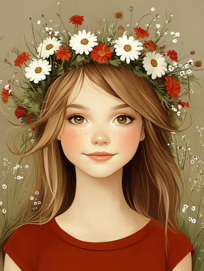Girl with Floral Crown