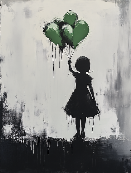 Girl with Green Balloons