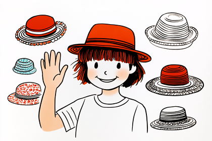 Girl with Hats Illustration