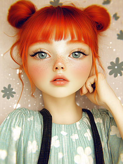 Girl With Orange Buns