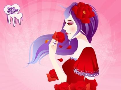 Girl With Roses Free Vector