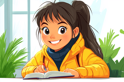 Girl Writing In A Book