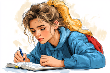 Girl Writing In Notebook