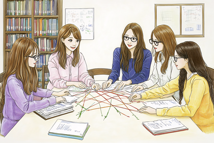 Teamwork and Investigation: Girls Analyzing a Mystery Board