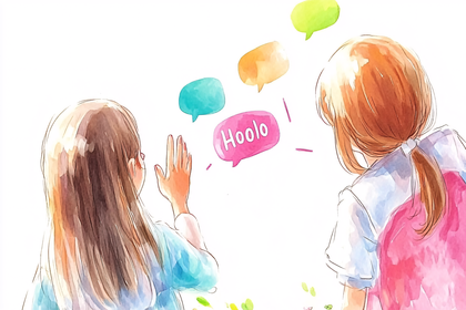Girls Conversing with Speech Bubbles