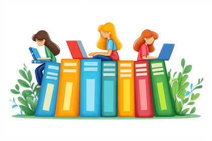 Girls Learning on Books
