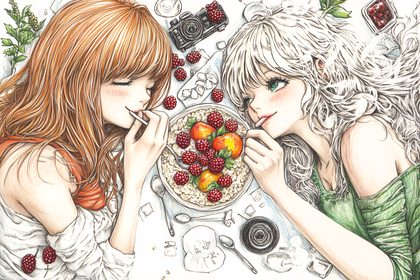 Girls Sharing Breakfast