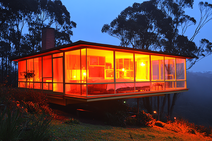 Glass House at Night