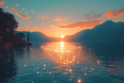 Glimmering Lake at Sunset