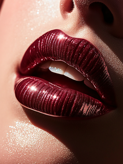 Glittering Crimson Lips