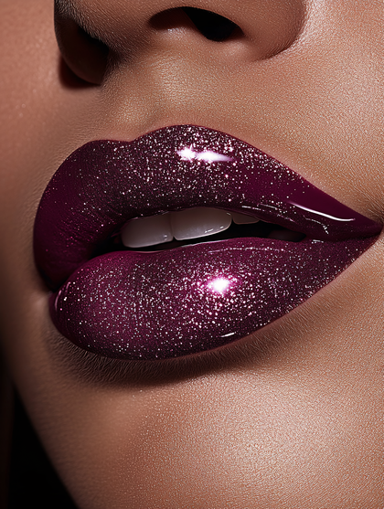 Glittery Dark Purple Lips