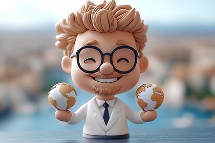 Globe-Holding Scientist Character