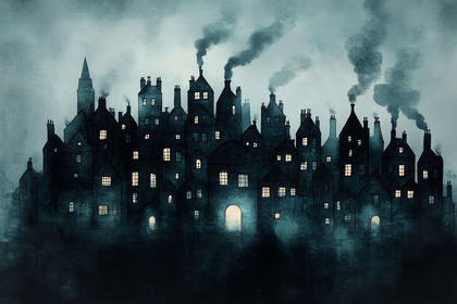 Gloomy Cityscape at Dusk