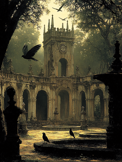 Gloomy Ruins with Ravens