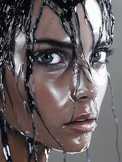 Glossy Black Liquid Portrait