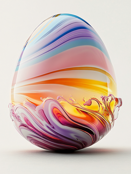 Glossy Colorful Egg With Swirls