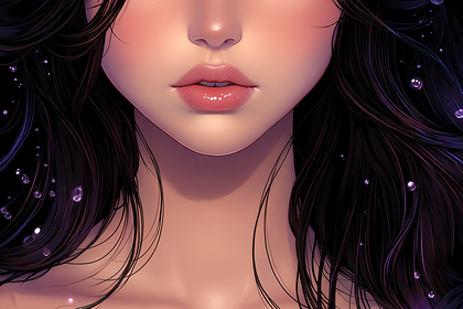 Glossy Lips and Flowing Hair