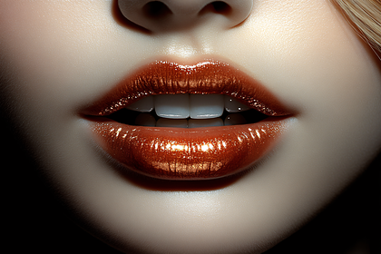 Glossy Orange Lips Makeup