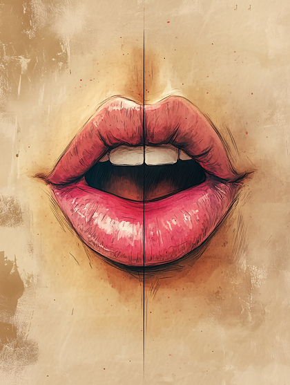 Glossy Pink Lips Sketch