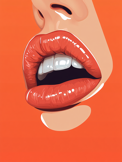 Glossy Red Lips