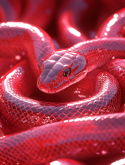 Glossy Red Snake Coiled
