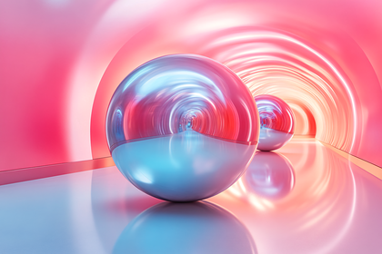 Glossy Spheres in Pink Tunnel