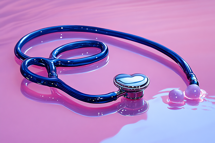 Glossy Stethoscope On Pink Surface