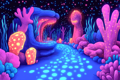 Glowing Alien Coral Landscape