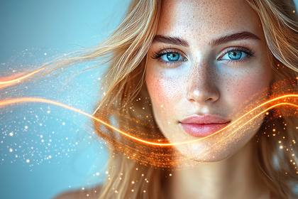 Glowing Beauty with Blue Eyes