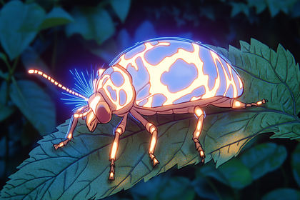 Glowing Beetle on Leaf