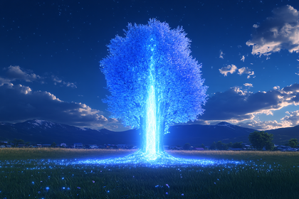 Glowing Blue Tree Of Life