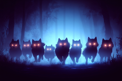 Glowing Eyes in the Dark Forest