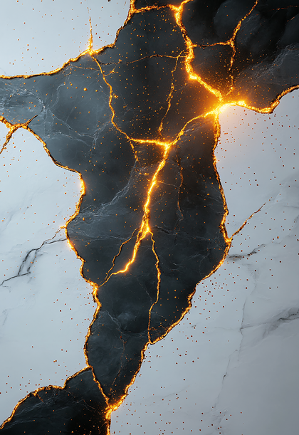Glowing Fissure In Marble