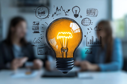 Glowing Idea Bulb With Sketches