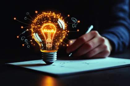 Glowing Idea Light Bulb