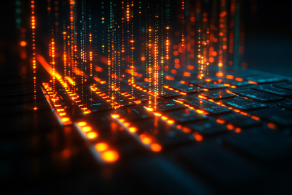 Glowing Keyboard With Data Streams
