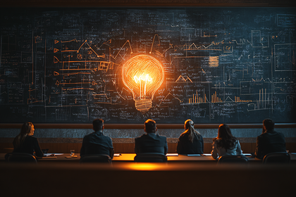 Glowing Lightbulb Idea On Chalkboard