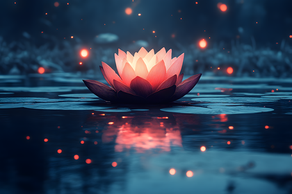 Glowing Lotus in Still Water