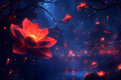 Glowing Lotus Night Village
