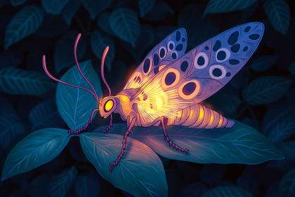Glowing Moth On Leaf