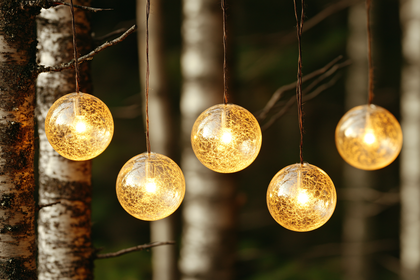 Glowing Orb Lights In Forest