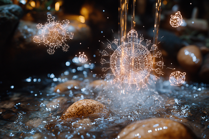 Glowing Orbs In Water