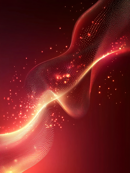 Abstract Red Particle Wave Background