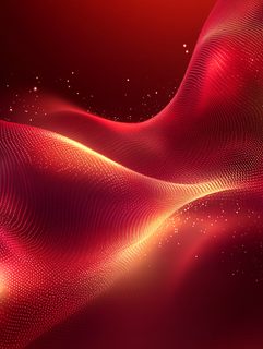 Glowing Red Particle Wave