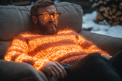 Glowing Relaxed Man on Couch